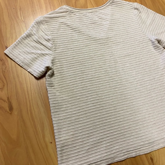 Women’s Natural Reflections Off White Ribbed Short Sleeve Shirt M - Picture 8 of 8